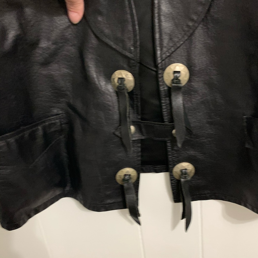 Vintage Natural Leather Joo Kay Black Biker Vest - Picture 4 of 6